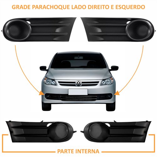 Kit Grades Parachoque Vw Gol G5 2008 Até 2012 Lado Direito, Esquerdo e Central