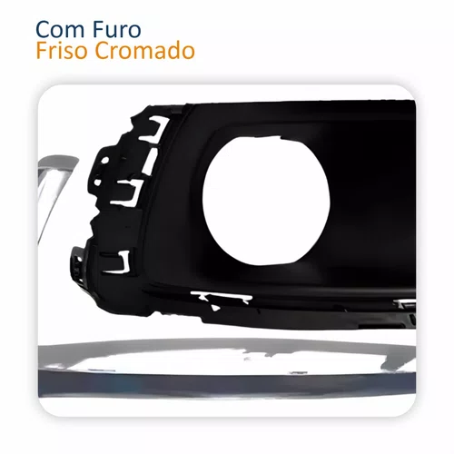 Kit Moldura Grade Farol Auxiliar Gm Cobalt 2016 2017 2018 2019 2020 Com Furo Friso Cromado Lado Direito Passageiro