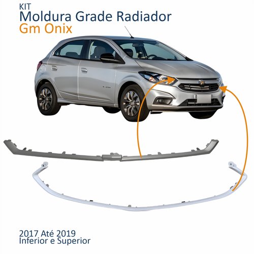 Kit Moldura Grade Radiador Gm Onix 2017 2018 2019 Inferior Superior Cinza