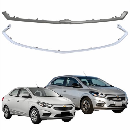 Kit Moldura Grade Radiador Gm Onix Prisma 2017 2018 2019 Inferior Superior Cinza