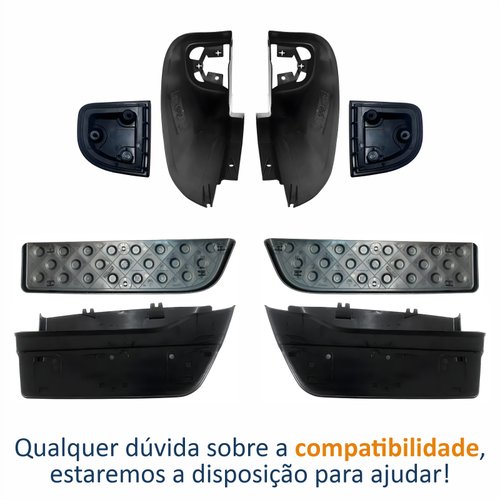 Kit Parachoque + Pisante + Ponteira + Refletor (Par) Traseiro Mitsubishi L-200 Triton 2008 Até 2014 Lado Direito Passageiro e Lado Esquerdo Motorista