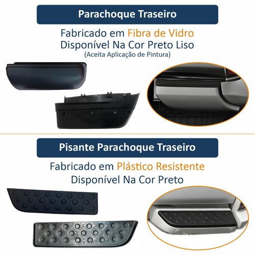 Kit Parachoque + Pisante + Ponteira + Refletor Traseiro Mitsubishi L-200 Triton 2008 Até 2014 Lado Direito Passageiro