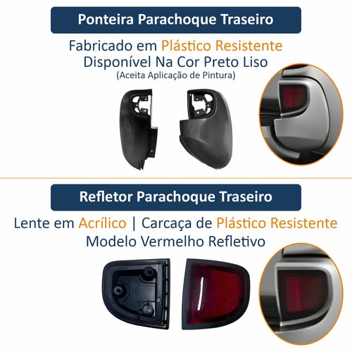 Kit Parachoque + Pisante + Ponteira + Refletor Traseiro Mitsubishi L-200 Triton 2008 Até 2014 Lado Direito Passageiro