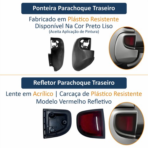 Kit Parachoque + Pisante + Ponteira + Refletor Traseiro Mitsubishi L-200 Triton 2008 Até 2014 Lado Esquerdo Motorista