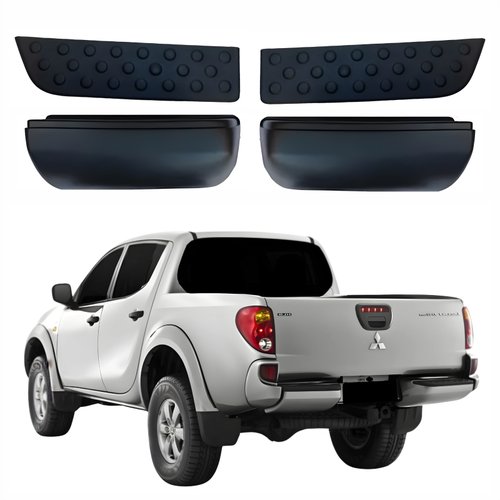 Kit Parachoque + Pisante Traseiro Mitsubishi L-200 Triton 2008 Até 2014 Lado Direito Passageiro e Lado Esquerdo Motorista