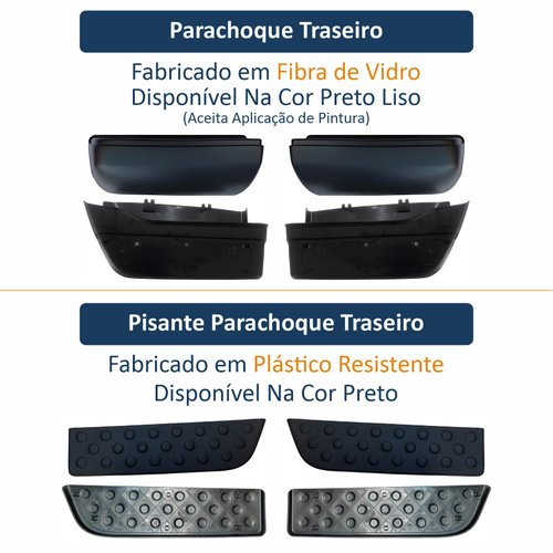Kit Parachoque + Pisante Traseiro Mitsubishi L-200 Triton 2008 Até 2014 Lado Direito Passageiro e Lado Esquerdo Motorista