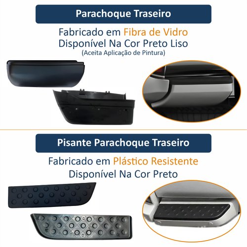 Kit Parachoque + Pisante Traseiro Mitsubishi L-200 Triton 2008 Até 2014 Lado Esquerdo Motorista