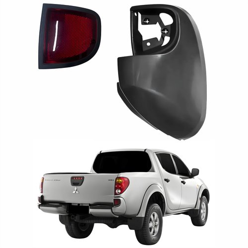Kit Ponteira + Refletor do Parachoque Traseiro Mitsubishi L-200 Triton 2008 Até 2014 Lado Direito Passageiro