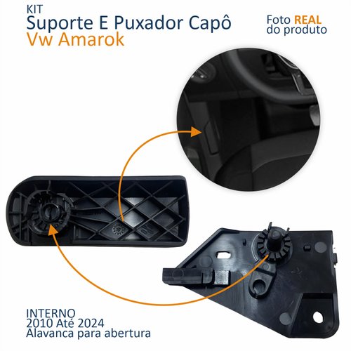 Kit Suporte E Puxador Interno Capô Vw Amarok 2010 Até 2024