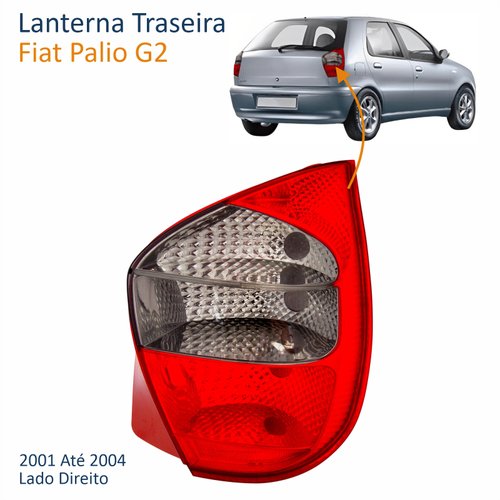 Lanterna Fiat Palio G2 2001 Até 2004 Fumê Carcaça Vermelha Lado Direito Passageiro
