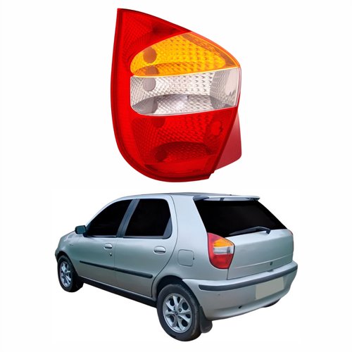 Lanterna Fiat Palio G2 2001 Até 2004 Tricolor Carcaça Vermelha Lado Esquerdo Motorista