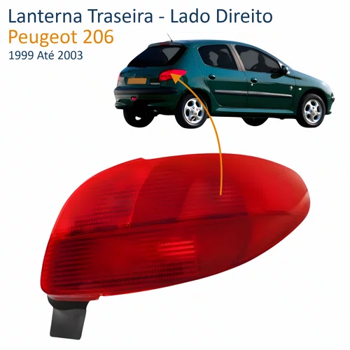 Lanterna Peugeot 206 1999 2000 2001 2002 2003 Lado Direito Passageiro