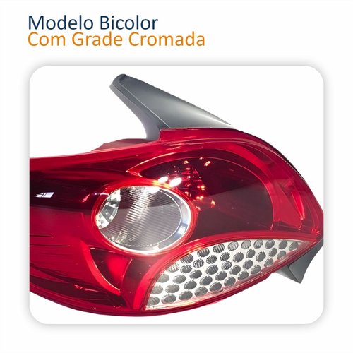Lanterna Traseira Peugeot 207 Hatch 2008 Até 2016 Bicolor Grade Cromada Lado Esquerdo Motorista