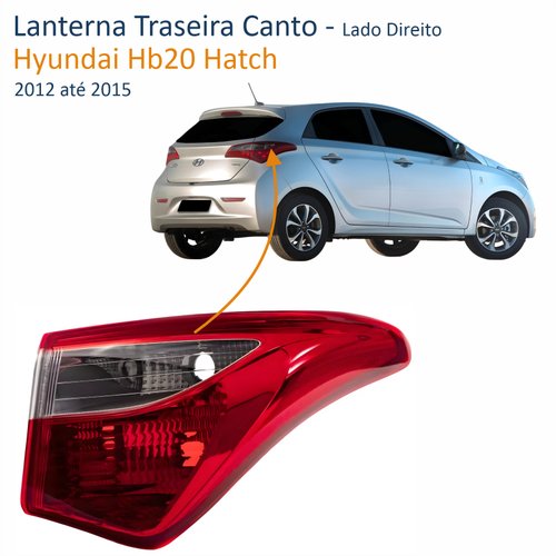 Lanterna Traseira Canto Hyundai Hb20 Hatch 2012 Até 2015 Fumê Lado Direito Passageiro
