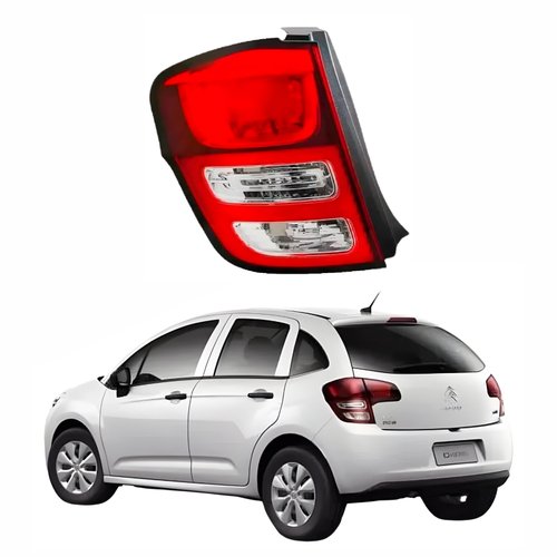 Lanterna Traseira Citroen C3 2013 até 2021 Canto Bicolor Cristal Lado Esquerdo Motorista