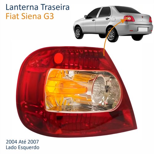 Lanterna Traseira Fiat Siena G3 2004 Até 2007 Canto Âmbar Lado Esquerdo Motorista