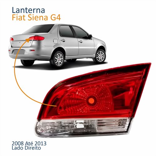 Lanterna Traseira Fiat Siena G4 2008 Até 2013 Tampa Bicolor Lado Direito Passageiro