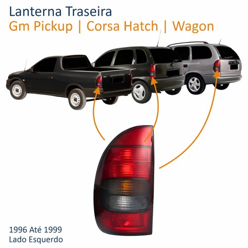 Lanterna Traseira Gm Corsa Hatch Wagon 4 Portas Pickup 1996 Até 1999 Fumê Lado Esquerdo Motorista