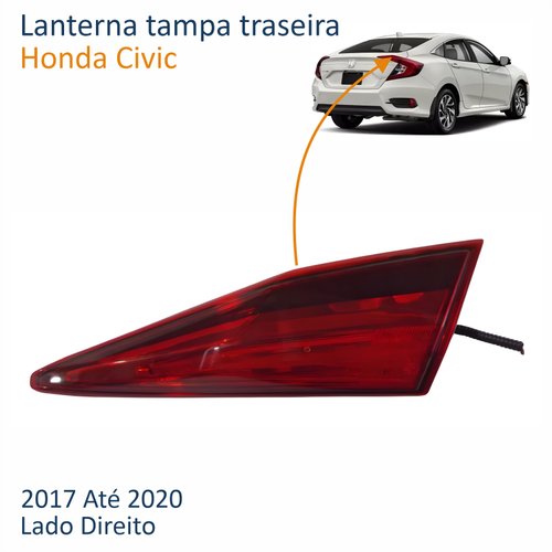 Lanterna Traseira Honda Civic 2017 Até 2020 Tampa Lado Direito Passageiro