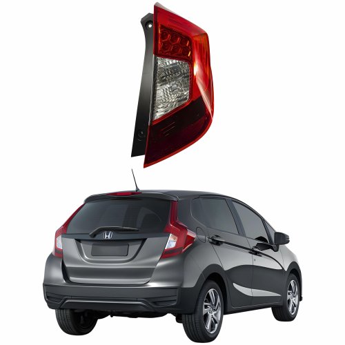 Lanterna Traseira Honda Fit 2018 2019 2020 2021 Bicolor Cristal Com Led Lado Direito Passageiro