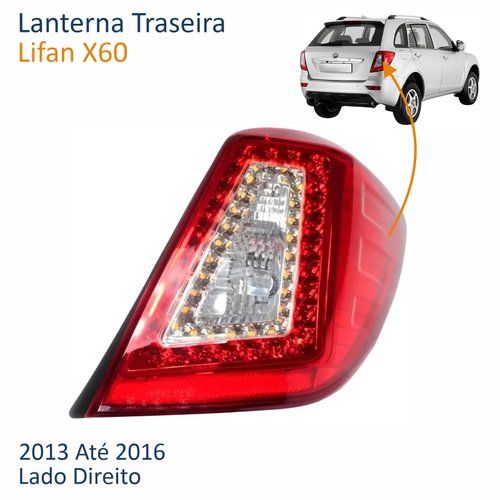 Lanterna Traseira Lifan X60 2013 Até 2016 Com Led Com Soquete Lado Direito Passageiro