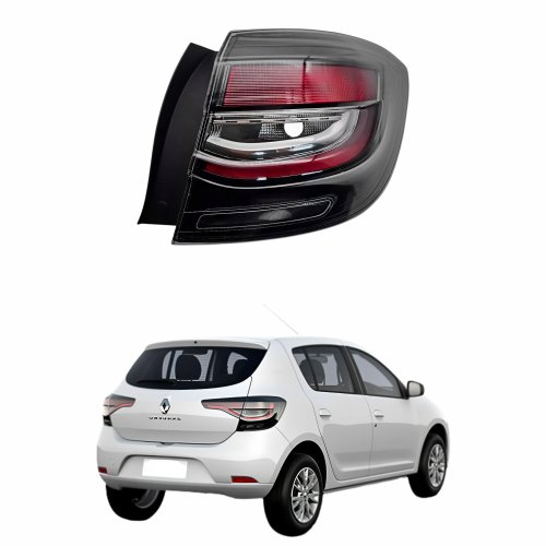 Lanterna Traseira Renault Sandero 2020 2021 2022 2023 Fume Com Led Canto Lado Direito Passageiro