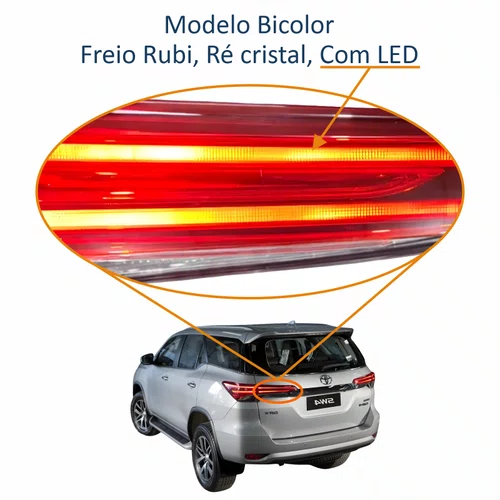 Lanterna Traseira Toyota Hilux Sw4 2016 Até 2020 Tampa Com Led Lado Esquerdo Motorista