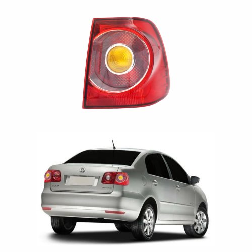 Lanterna Traseira Vw Polo Sedan 2007 Até 2016 Canto Bicolor Âmbar Lado Direito Passageiro
