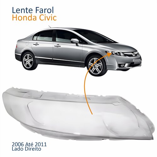 Lente Farol Honda Civic 2006 Até 2011 Modelo Valeo Lado Direito Passageiro