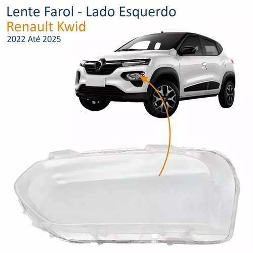 Lente Farol Renault Kwid 2022 Até 2025 Lado Esquerdo Motorista