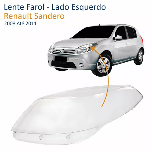 Lente Farol Renault Sandero 2008 Até 2011 Lado Esquerdo Motorista