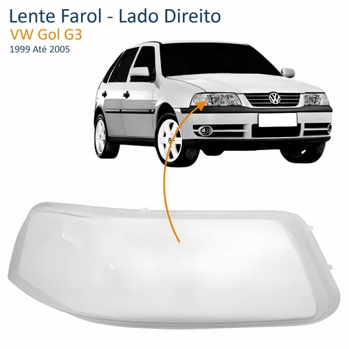 Lente Farol VW Gol G3 1999 Até 2005 Lado Direito Passageiro