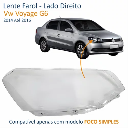 Lente Farol Vw Voyage G6 2013 Até 2016 Simples Lado Direito Passageiro