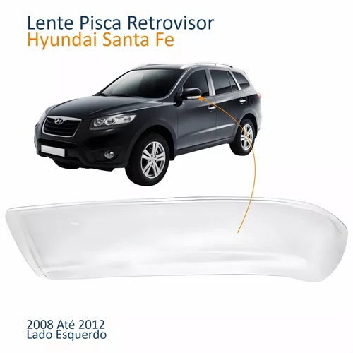 Lente Pisca Retrovisor Hyundai Santa Fe 2008 2009 2010 2011 2012 Lado Esquerdo Motorista