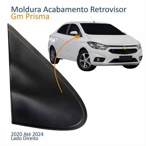 Moldura Acabamento Retrovisor Gm Prisma 2020 2021 2022 2023 2024 Texturizado Lado Direito Passageiro