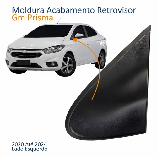 Moldura Acabamento Retrovisor Gm Prisma 2020 2021 2022 2023 2024 Texturizado Lado Esquerdo Motorista