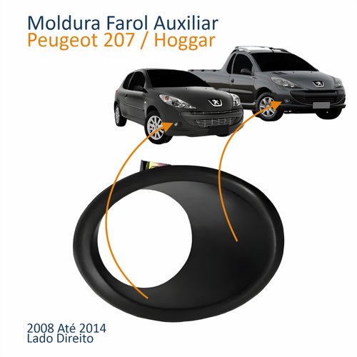 Moldura Farol Auxiliar Peugeot 207 Hoggar 2008 Até 2014 Lado Direito Passageiro