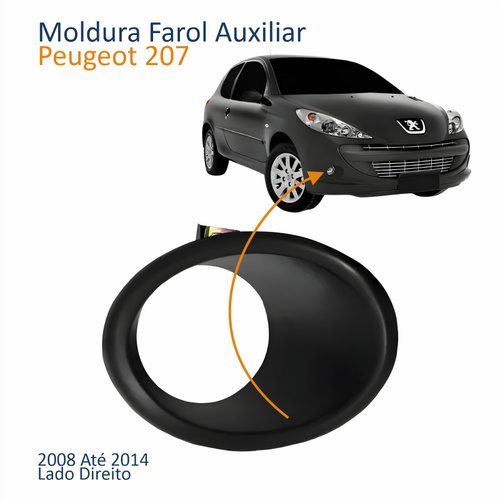 Moldura Farol Auxiliar Peugeot 207 2008 Até 2014 Lado Direito Passageiro