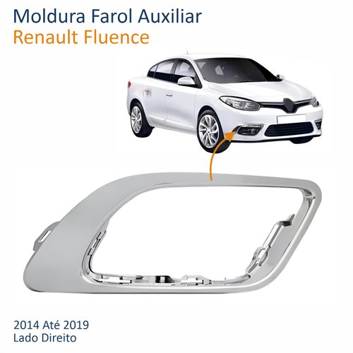 Moldura Farol Auxiliar Renault Fluence 2014 Até 2019 Cromado Lado Direito Passageiro