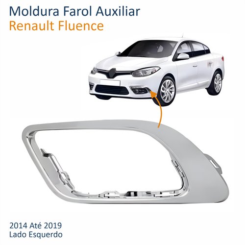 Moldura Farol Auxiliar Renault Fluence 2014 Até 2019 Cromado Lado Esquerdo Motorista