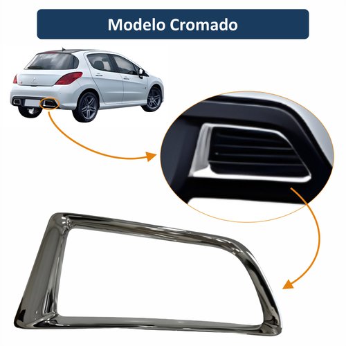 Moldura Friso Escapamento Peugeot 308 2012 Até 2016 Cromado Lado Direito Passageiro