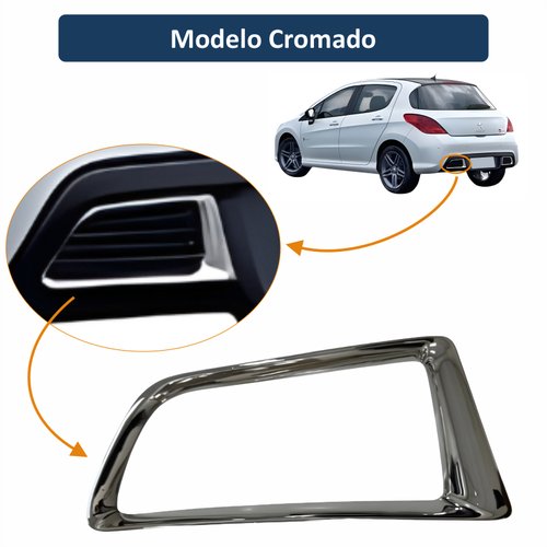 Moldura Friso Escapamento Peugeot 308 2012 Até 2016 Cromado Lado Esquerdo Motorista