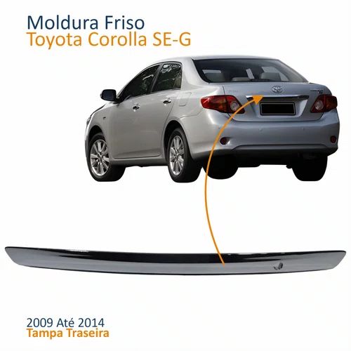 Moldura Friso Toyota Corolla Seg 2009 Até 2014 Tampa Traseira Cromado