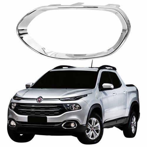 Moldura Grade Parachoque Fiat Toro 2016 2017 2018 2019 2020 Cromado Lado Esquerdo Motorista
