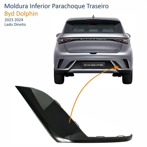 Moldura Inferior Parachoque Traseiro Byd Dolphin 2023 2024 Lado Direito Passageiro