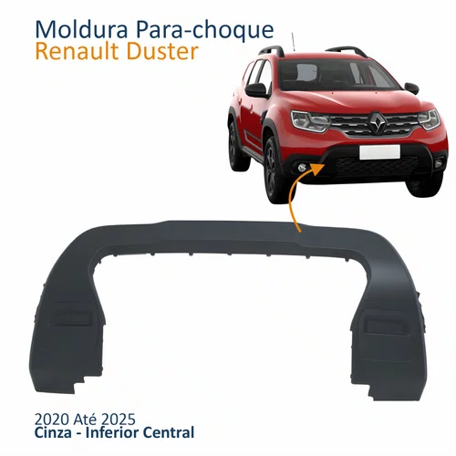 Moldura Parachoque Dianteiro Renault Duster 2020 Até 2025 Cinza Inferior Central