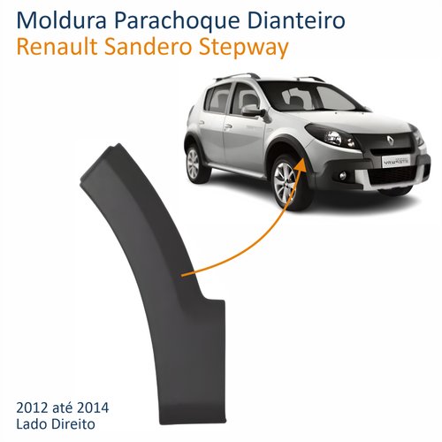Moldura Parachoque Dianteiro Renault Sandero Stepway 2012 Até 2014 Lado Direito Passageiro
