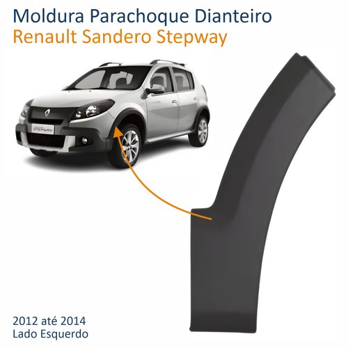 Moldura Parachoque Dianteiro Renault Sandero Stepway 2012 Até 2014 Lado Esquerdo Motorista
