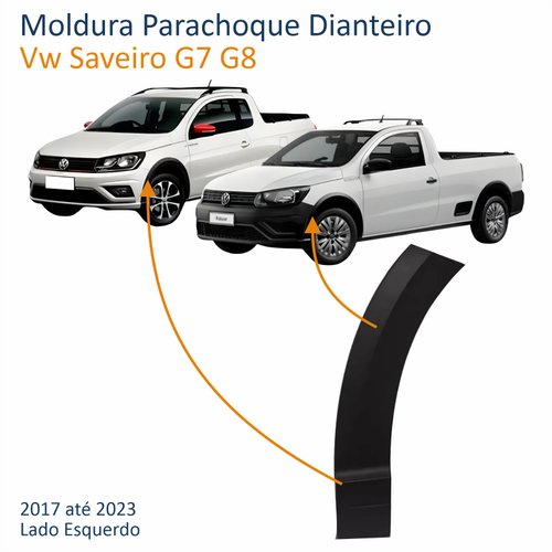 Moldura Parachoque Dianteiro Vw Saveiro G7 G8 2017 Até 2023 Lado Esquerdo Motorista