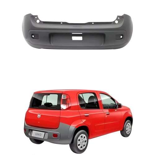 Parachoque Traseiro Fiat Uno Vivace 2011 Até 2014 Cinza Texturizado